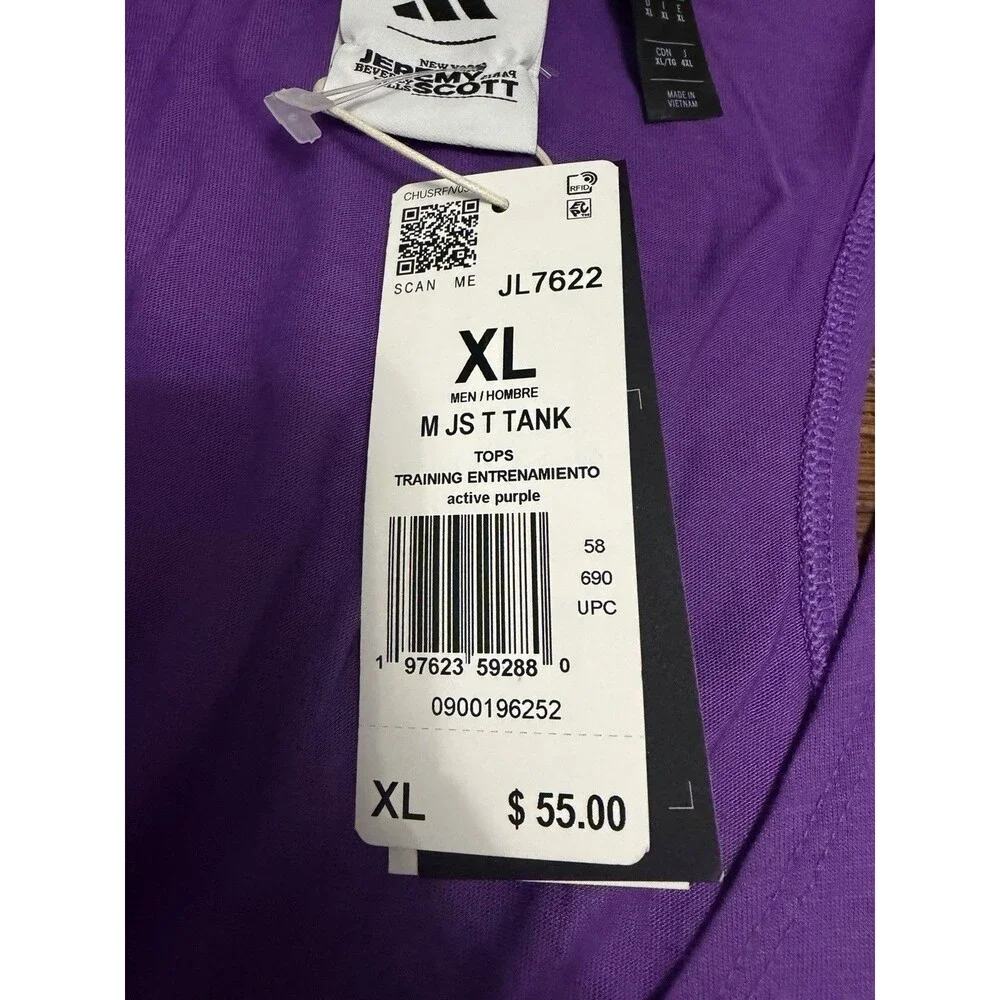 Adidas Jeremy Scott Tank Top Mens XL Purple Sleeveless Training Gym JL7622 NWT